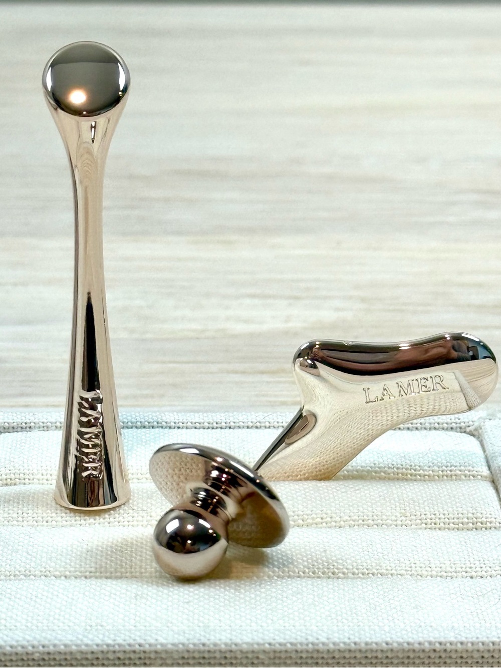 La Mer Genaissance Rose & Silver Polished Facial Sculpting Tool Set of 3